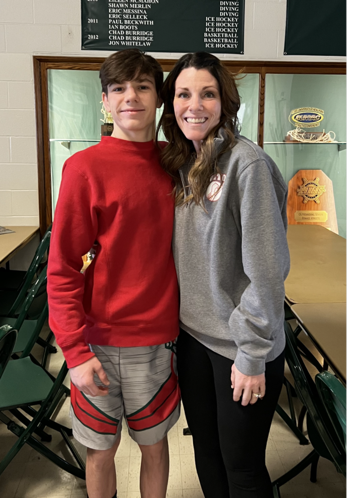 Heather Niver with her late son Brady at one of his wrestling matches. © Heather Niver